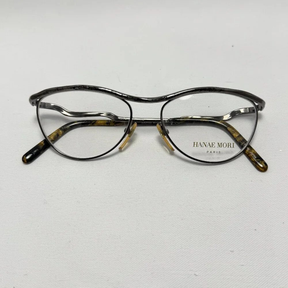Hanae Mori Paris Gunmetal Eyeglasses - Frames Only